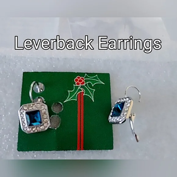 Leverback Blue Zircon Drop Earrings - Picture 13 of 15